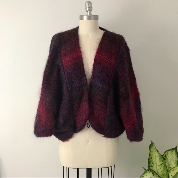 Vintage Handmade Cropped Bat Wing Sweater Jacket - Picture 1 of 9